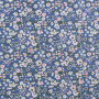 Tissu coton popeline Fleurs Helena, bleu denim