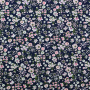 Tissu coton popeline Fleurs Helena, bleu marine