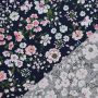 Tissu coton popeline Fleurs Helena, bleu marine