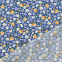 Tissu coton popeline Fleurs Julia, bleu denim