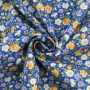 Tissu coton popeline Fleurs Julia, bleu denim
