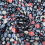 Tissu coton popeline Fleurs Julia, noir