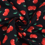 Tissu coton popeline Cerises, noir