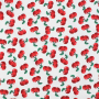 Tissu coton popeline Cerises, blanc