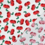 Tissu coton popeline Cerises, blanc