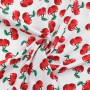 Tissu coton popeline Cerises, blanc