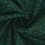 Tissu coton popeline petites branches de Noël, vert foncé