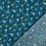 Tissu coton popeline Fleurs Linnea, bleu pétrole foncé