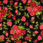 Tissu coton popeline Lovely Rose, noir - rouge
