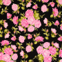 Tissu coton popeline Lovely Rose, noir