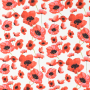 Tissu coton popeline Fleurs coquelicots, blanc
