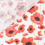 Tissu coton popeline Fleurs coquelicots, blanc