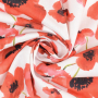 Tissu coton popeline Fleurs coquelicots, blanc