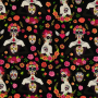 Tissu en coton Muertos Skulls, noir