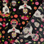 Tissu en coton Muertos Skulls, noir