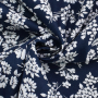Katoen popeline Nature Flowers, marineblauw