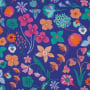 Tissu coton popeline Nerida Hansen Fleurs Meadow Flower, bleu