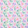 Katoenen popeline Pastel Flowers, wit
