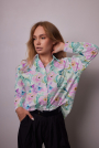 Katoenen popeline Pastel Flowers, wit