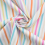 Tissu coton popeline Rayures pastel, blanc