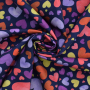 Tissu coton popeline Coeurs Raining heart, bleu marine