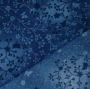 Tissu coton popeline fleurs de tilleul, bleu