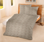 Tissu coton popeline fleurs de tilleul, beige marron