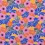 Popeline katoen retro flowers, wit