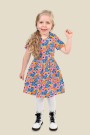 Popeline katoen retro flowers, wit