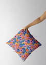 Popeline katoen retro flowers, wit