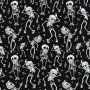 Tissu en coton rock n roll skeleton, noir