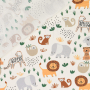 Tissu coton popeline Animaux sauvages Jungle Safari, blanc cassé