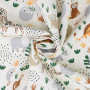 Tissu coton popeline Animaux sauvages Jungle Safari, blanc cassé