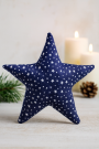Popeline katoen Silver Stars, marineblauw