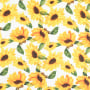 Tissu coton popeline Fleurs Tournesols, blanc
