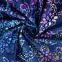 Popeline katoen tie dye flowers, nachtblauw