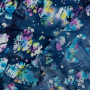 Tissu coton popeline batik Tie Dye stains, bleu denim