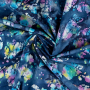 Tissu coton popeline batik Tie Dye stains, bleu denim