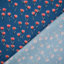 Tissu coton popeline Fleurs Tulipes, bleu pétrole foncé