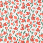 Tissu coton popeline Fleurs Tulipes, blanc
