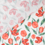 Tissu coton popeline Fleurs Tulipes, blanc