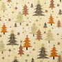 Tissu coton popeline sapin de Noël, marron