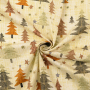 Tissu coton popeline sapin de Noël, marron