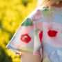 Katoen Viscose Mix bloemenweide, lichtblauw