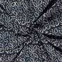 Katoenen voile Leaves, donkerblauw
