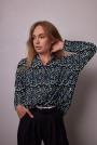 Katoenen voile Leaves, donkerblauw