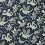 Tissu coton cretonne dragons, gris foncé