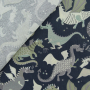 Tissu coton cretonne dragons, gris foncé