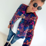 Katoenjersey Albstoffe Hamburger Liebe Bliss Flower Field, marineblauw