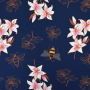 Katoenjersey Albstoffe Hamburger Liebe Glow Lily, marineblauw